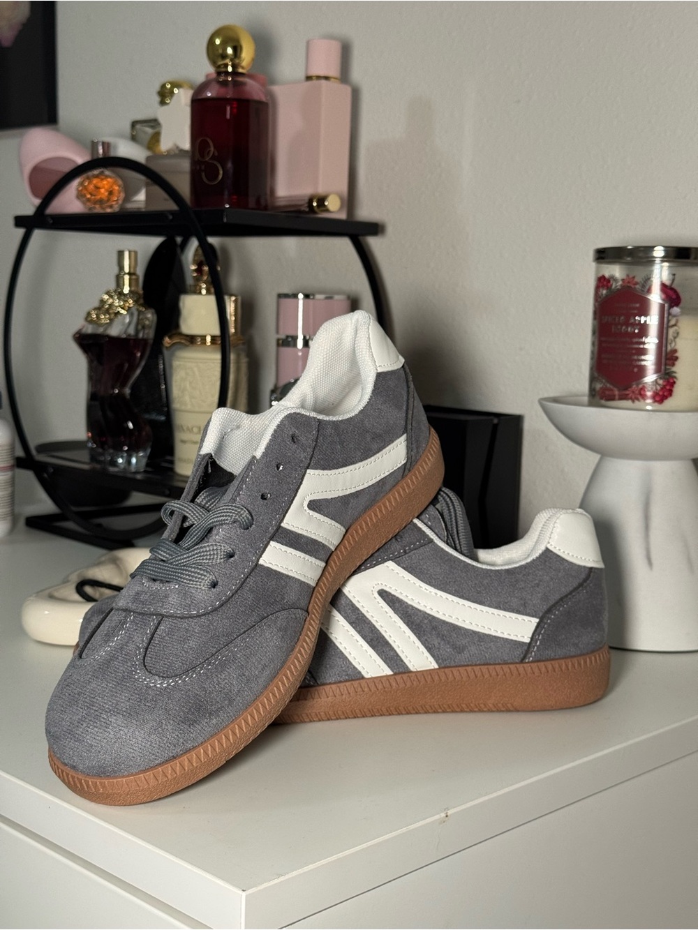NEW! Suede gray shoes RUNS BIG